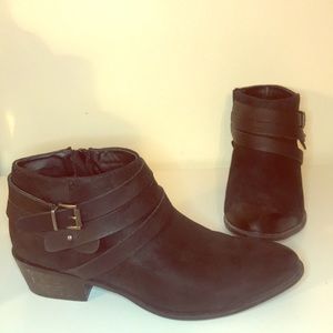 Black ankle boot with strap detail
